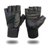 Leather gym gloves-adjustable wrist straps