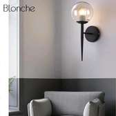 Upscale White and Glass, Black Globe Indoor Wall Sconce