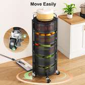 Round Fruit Rack with Wheels 5 Tier