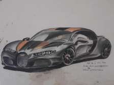 My A4 size art on a Bugatti car.