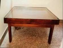 wooden and glass coffee table