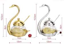 *Swan sugar dish with gold/silver tea spoon