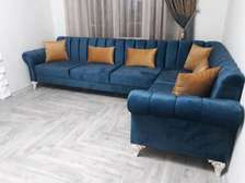 Five seater blue L shaped sofa/Sofas & sectionals