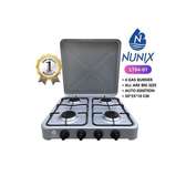 Nunix 4 Burner Table Top Gas Cooker Stove - Metallic