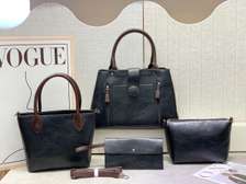 Elegant Grey Faux Leather Handbag with Zipper Pockets