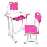 Adjustable Pink Kids Desk & Chair Set with Lamp