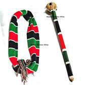 Kenya beaded wooden rungu with scarf