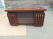 1.4m Wooden Sideboard Brown Slatted Doors Storage