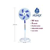 Nunix Fan , Stand, 16" - White & Blue