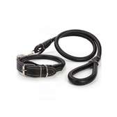 Leather Dog Collar & Leash-Black