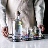 Glass decanter and 6 whisky glasses clear