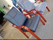 Ergonomic Faux Leather Office Chair Black Wood Frame