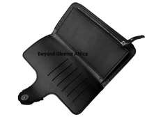 Womens Black Leather wallet and crystal necklace