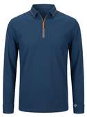 Blue quarter zip  long sleeve polo shirt