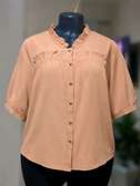Elegant Ruffle Neck Button-Up Blouse