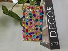 Gemstone Embellished Gold Clutch Compact Size
