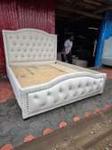Elegant Upholstered Bed Frame Beige Button-Tufted