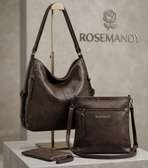 ROSEMANDY Dark Brown Leather Bag Set with Wallet