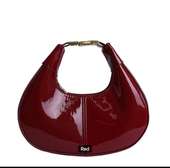 Red Patent Leather Medium Shoulder Bag Gold Clasp
