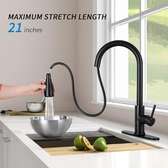 Matte Black Pull-Out Kitchen Faucet 21-Inch Stretch