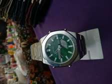 Men's Stainless Steel Watch with Green Dial & Date