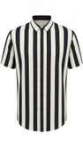 black and cream white stripped  polo shirt