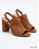 Brown Suede Block Heels Size 7 Adjustable Slingback
