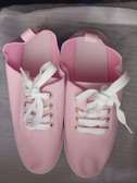 Pink canvas ladies flat shoes