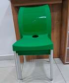 Green strong Armless Plastic chairs with metal tubing legs