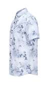 Grey floral shirt with blue flowers