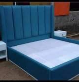 King Size Upholstered Bed Tan Wingback Headboard