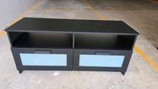 Modern TV Stand Black with Blue Drawers Storage