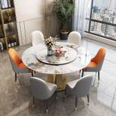 Dining Set; Luxury 6 Seater Round Dining Table in Kemera