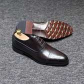 Classic Men's Leather Oxford Dress Shoes Dark Brown