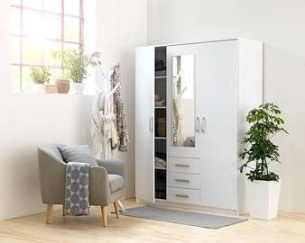 Wardrobe; 3-Door Wooden Bedroom Wardrobe
