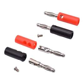 4mm Male Banana Plug Connectors (Pair Black & Red)