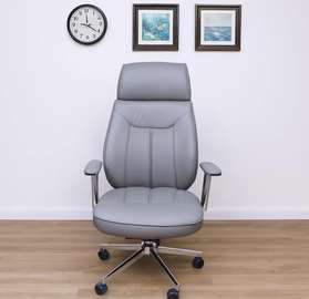 Office Chair; Grey Leather Office Chair