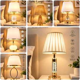 Elegant Glass & Metal Modern Table Lamp Warm Light