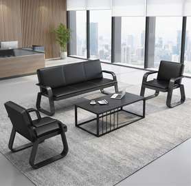 5 Person Leather Reception Office Sofa