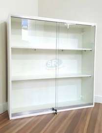 Glass Display Cabinet White Frame with Lock