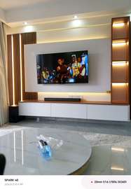 Modern TV Stand with Illuminated Display Cabinet