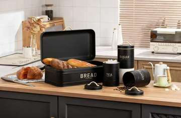 Vintage Black Kitchen Storage Set with Airtight Lids