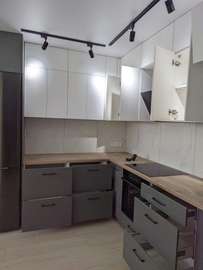 Premium Modular Kitchen Cabinet Set Matte Brown White