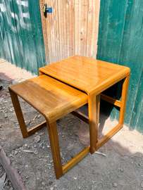Solid Wood Nesting Tables Compact Natural Finish