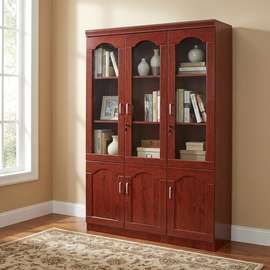 Bookcase; 3 Door Mahogany Office Bookcase