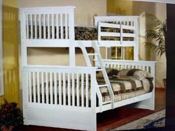 Triple Bunk Bed White Wood Twin Full Size