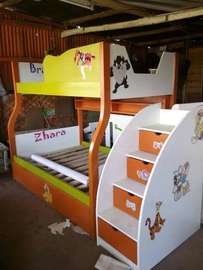 Solid Wood Twin Bunk Bed with Trundle Dark Brown