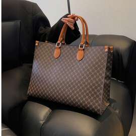 Luxury Designer Tote Large Brown with Leather Handles