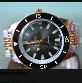 Men's Wristwatch Black Dial Gold Silver Metal Strap