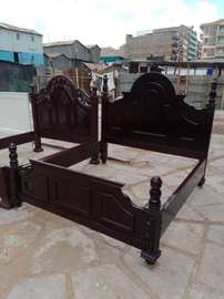 White Solid Wood Bed Frame Classic Panel Design